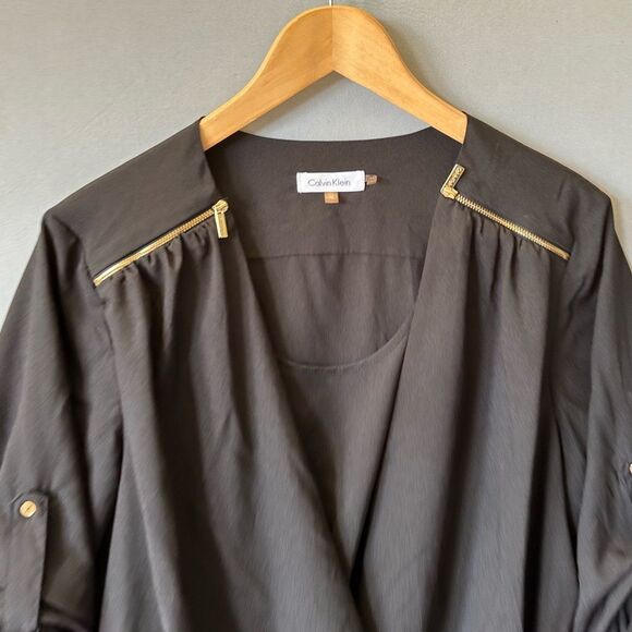5 for $40 Calvin Klein Top Blouse Shirt Size XL Black - Picture 3 of 7